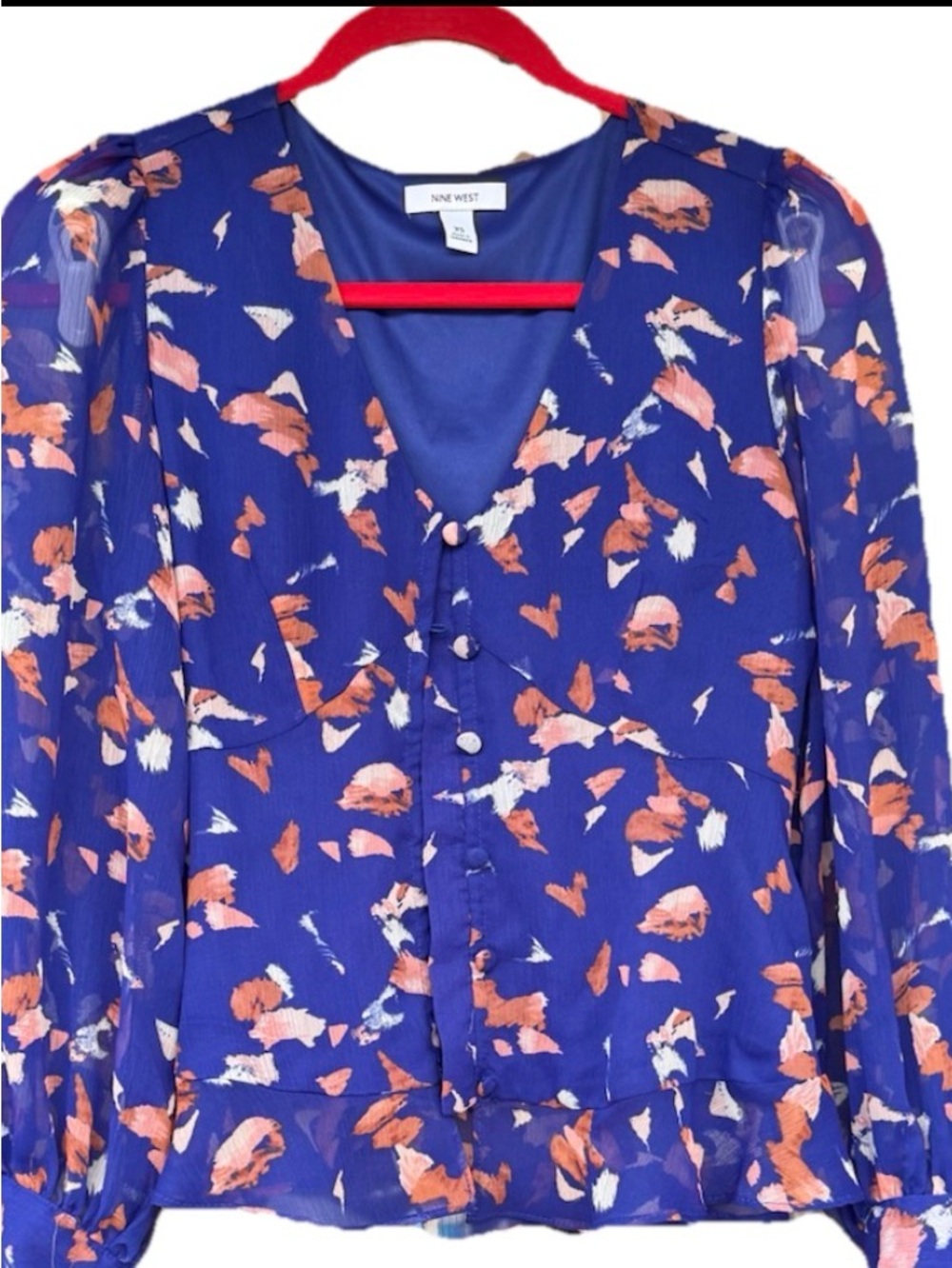 Nine West Vibrant Cobalt Blue Blouse